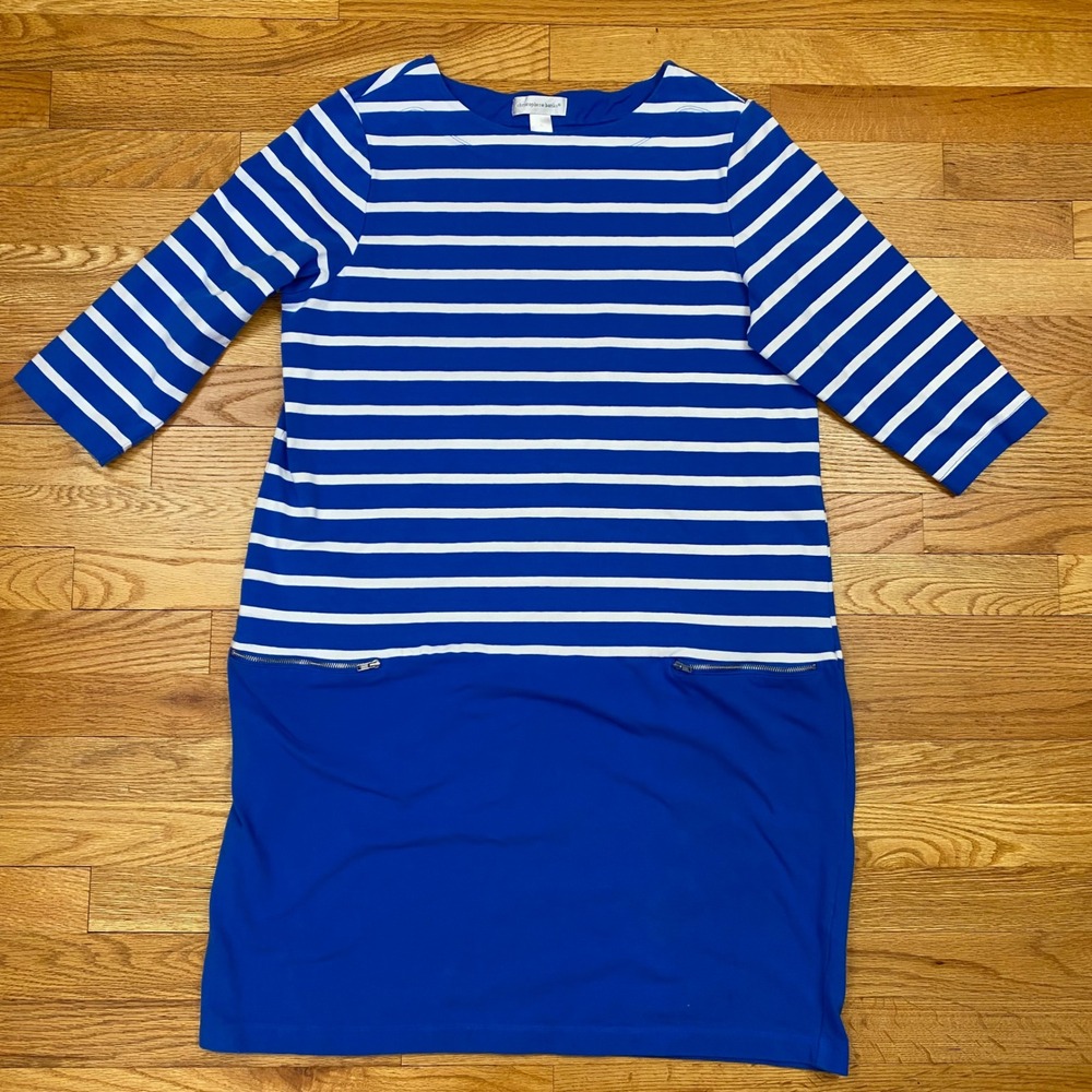 Christopher & Banks Striped Shift Dress Womens XL Blue White Nautical Coastal